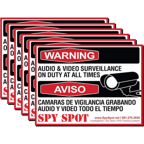 CCTV Warning Stickers, 4" x 3" Weatherproof Vinyl, Pack of 6