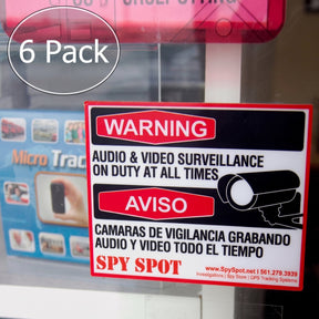CCTV Warning Stickers, 4" x 3" Weatherproof Vinyl, Pack of 6
