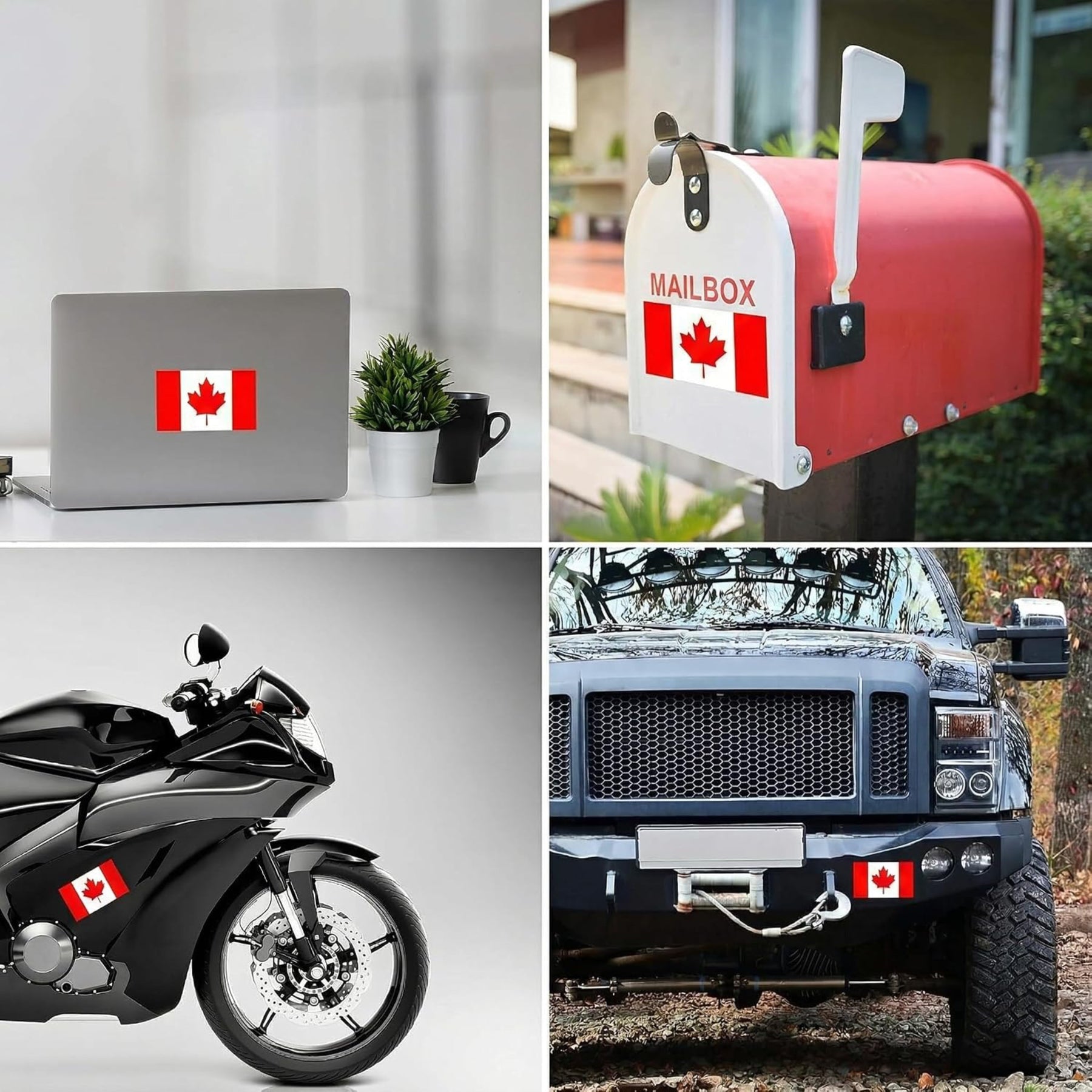 Canada Flag Stickers 4" x 2.5" Vinyl Decals, Pack of 4