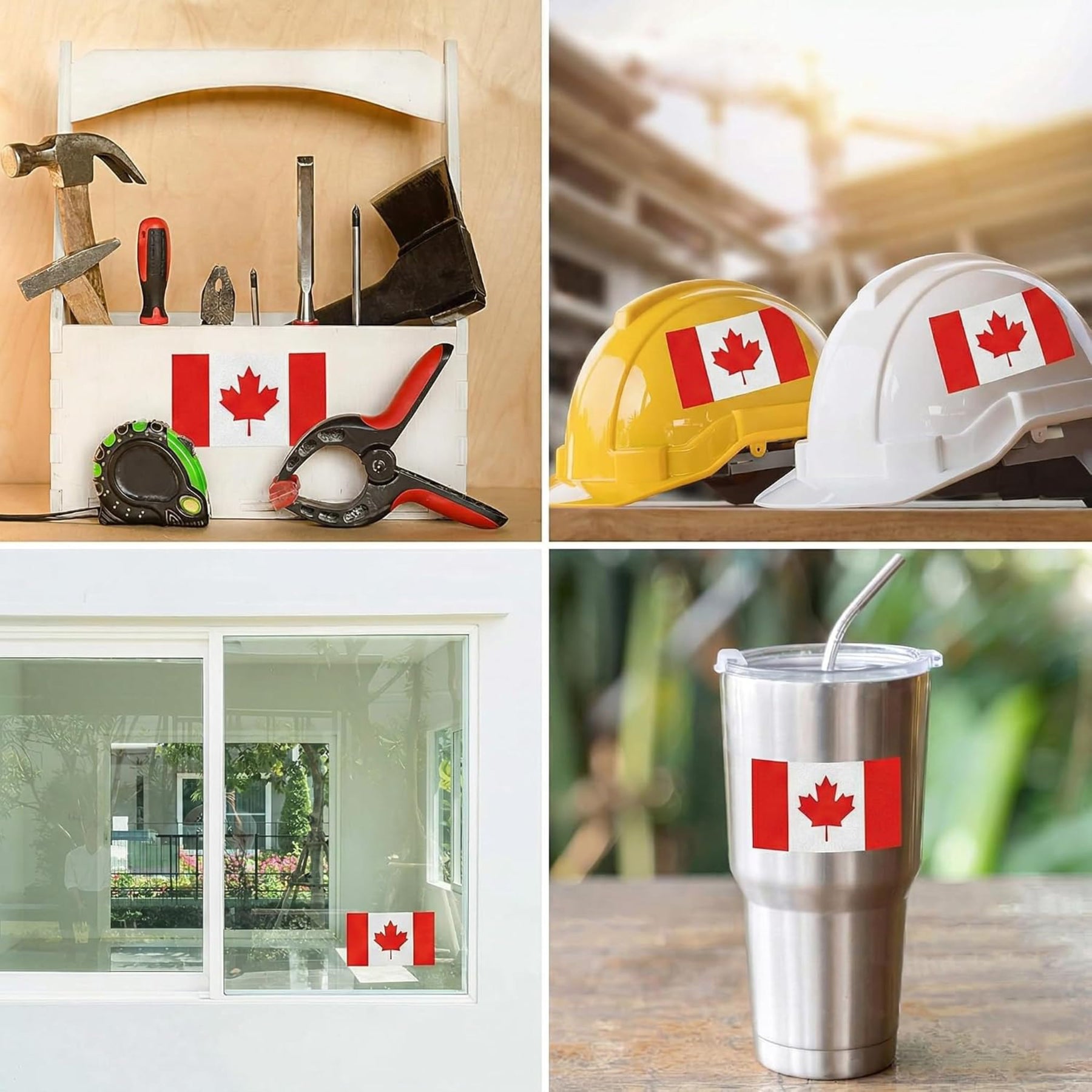 Canada Flag Stickers 4" x 2.5" Vinyl Decals, Pack of 4