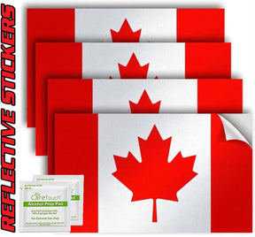 Canada Flag Stickers 4" x 2.5" Vinyl Decals, Pack of 4