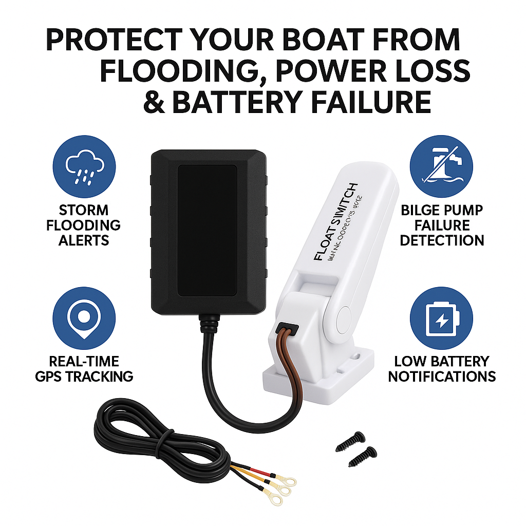 Marine & Motorcycle GPS Tracker | Waterproof with Bilge Float Switch Alerts
