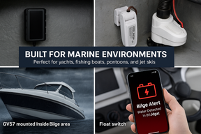 GV57 Waterproof GPS Tracker + Float Switch Bundle – Boat Bilge Alert System with Low Battery Warnings | Marine Flood Monitoring & Real-Time GPS Tracking