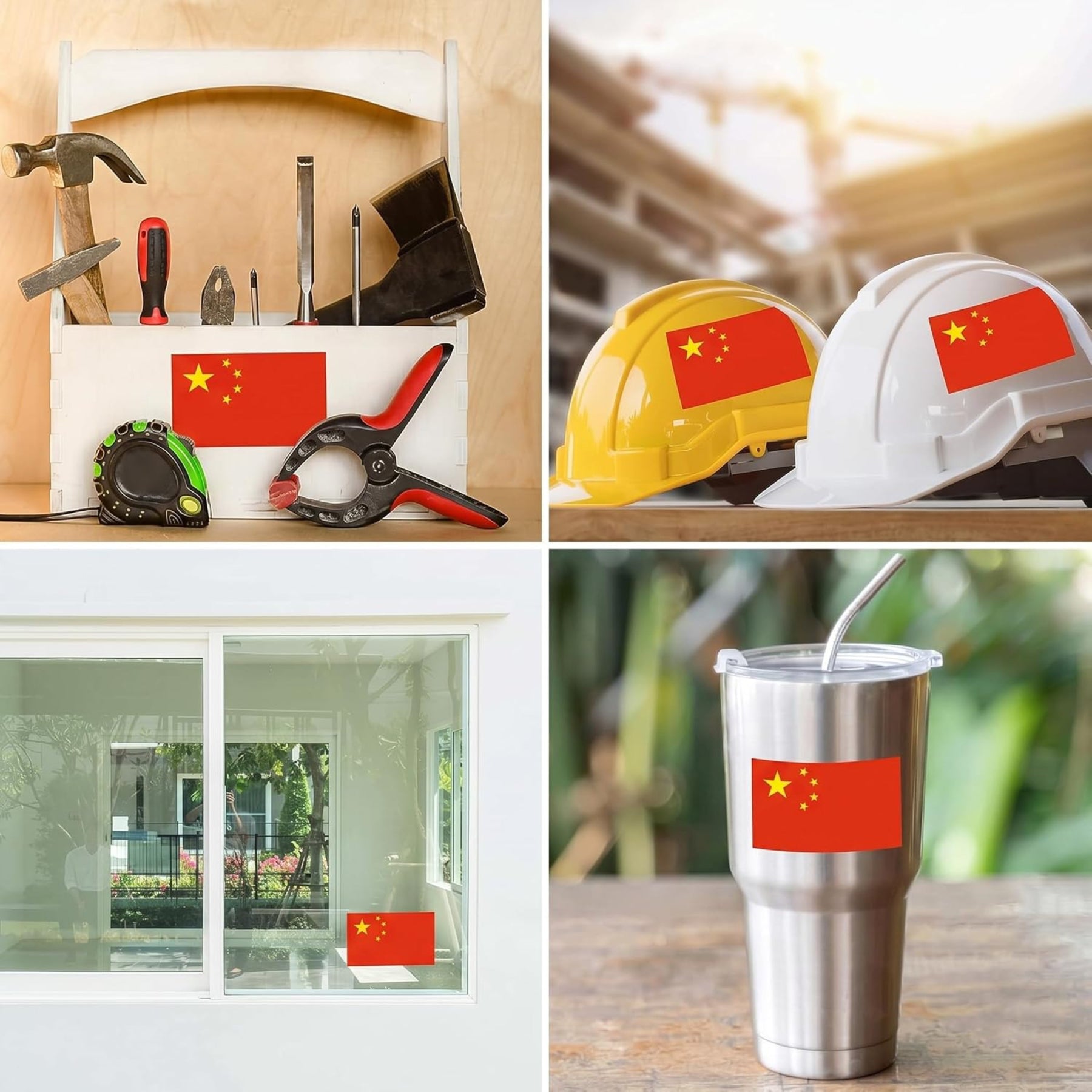 China Flag Stickers 4" x 2.5" Vinyl Decals, Pack of 4
