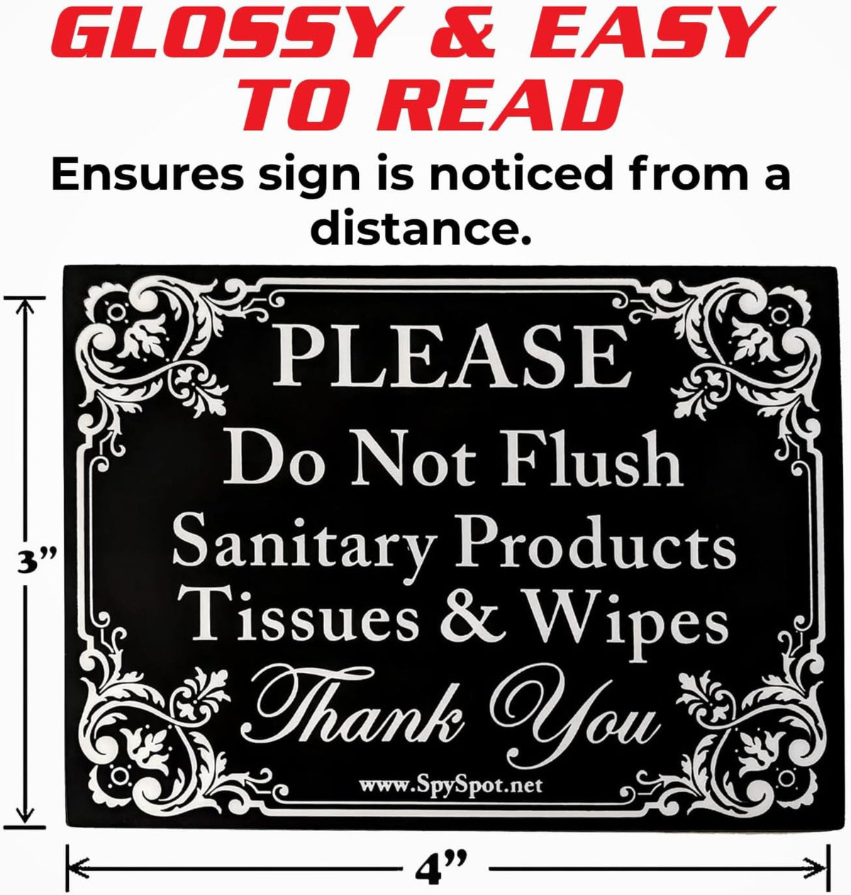 Do Not Flush Sign Stickers - 4"x3" Bathroom Decals - Pack of 2