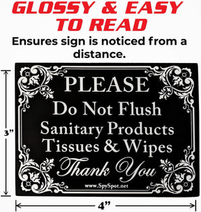 Do Not Flush Sign Stickers - 4"x3" Bathroom Decals - Pack of 2