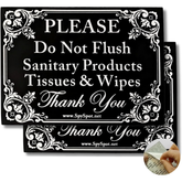 Do Not Flush Sign Stickers - 4"x3" Bathroom Decals - Pack of 2