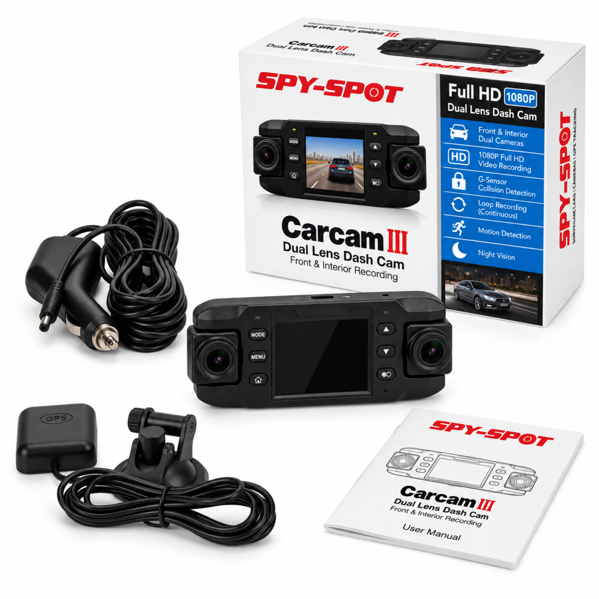 Dual Lens Dash Cam - Front & Interior, G-Sensor, Loop Record