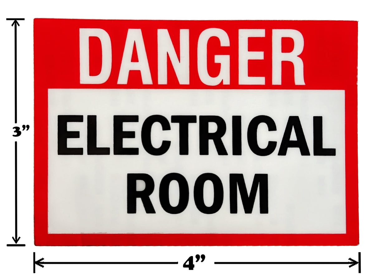 Danger Electrical Room Sign | Warning | Vinyl Sticker | Easy to Install | Durable and Self-Adhesive | Pack of 2 | Size 4" x 3"