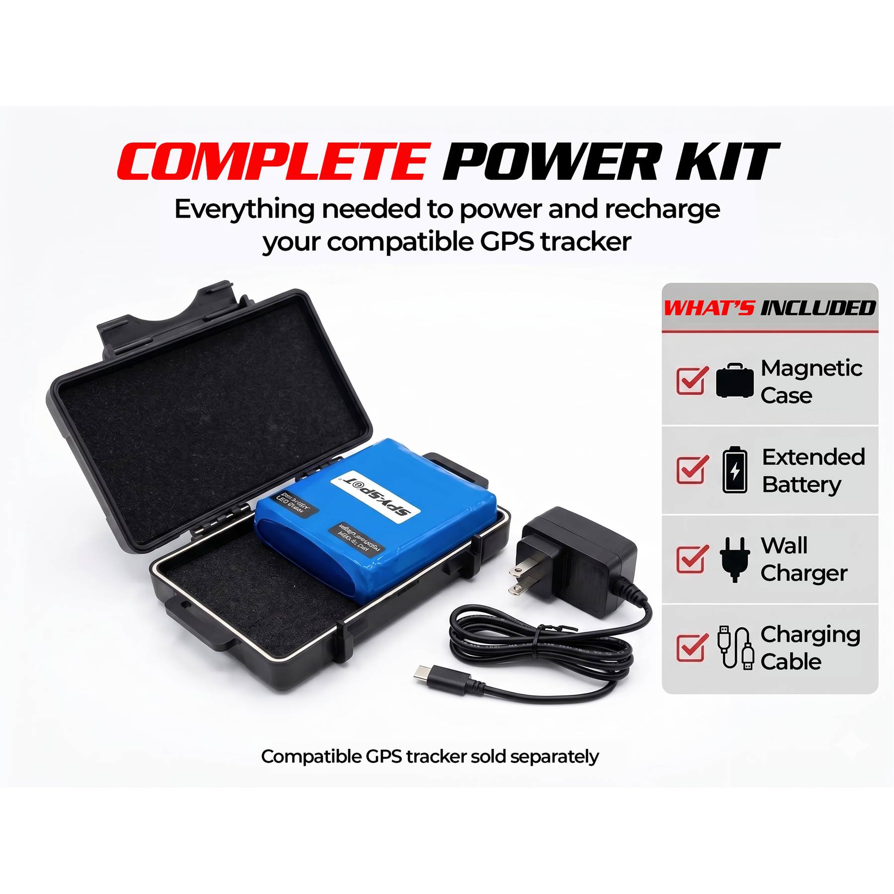 Extended Slim Battery Pack & Large Magnetic GPS Tracker Case