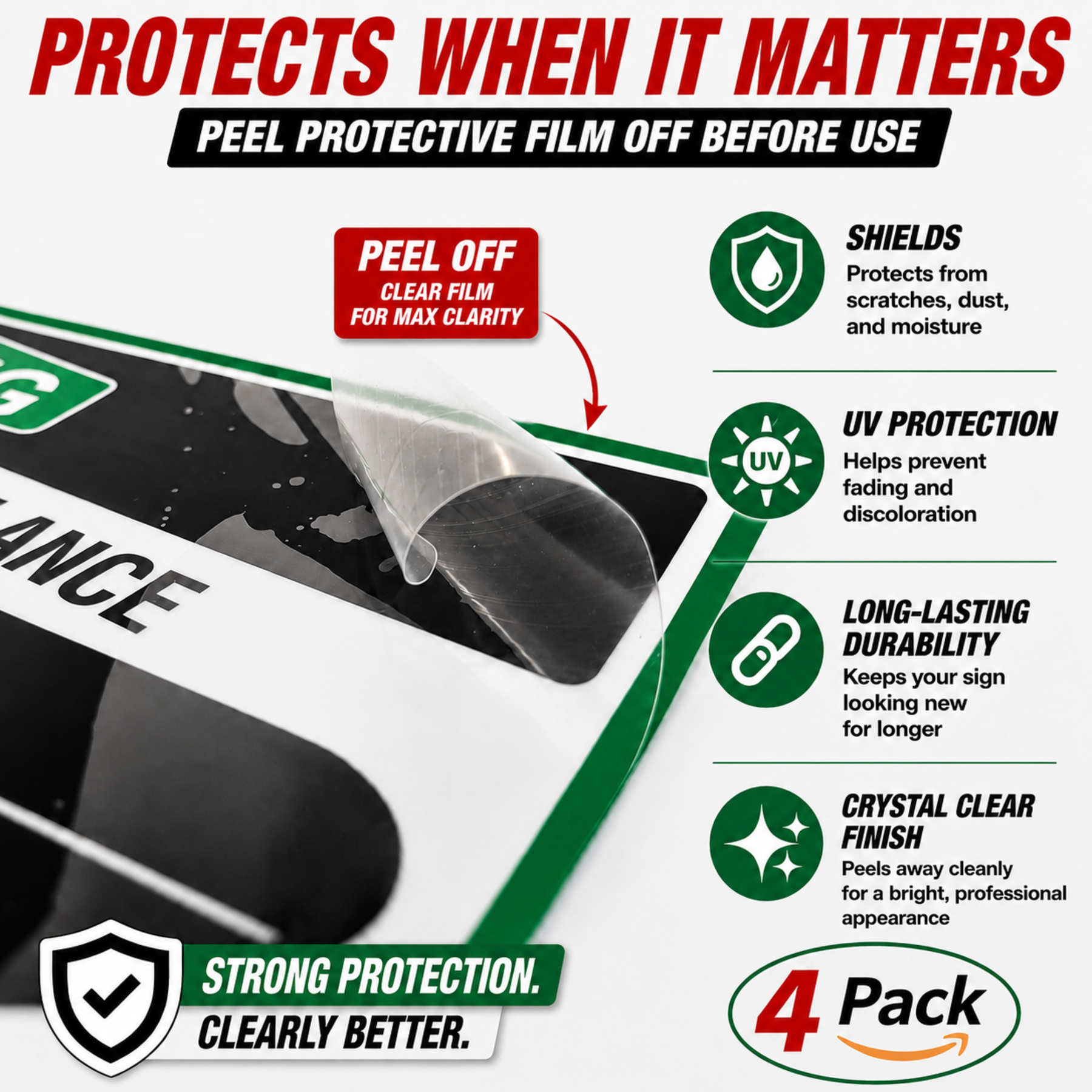 First Aid Stickers Pack of 4 - 3.5"x3.5" - Water Resistant, Green