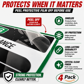 First Aid Stickers Pack of 4 - 3.5"x3.5" - Water Resistant, Green