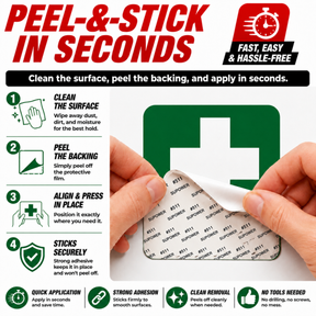 First Aid Stickers Pack of 4 - 3.5"x3.5" - Water Resistant, Green