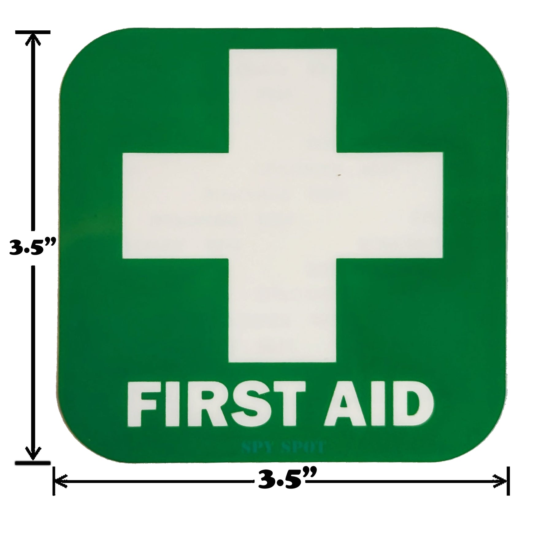 Green First Aid 4 Pack, 3.5 x 3.5 Water Resistant Heavy Duty Sickers