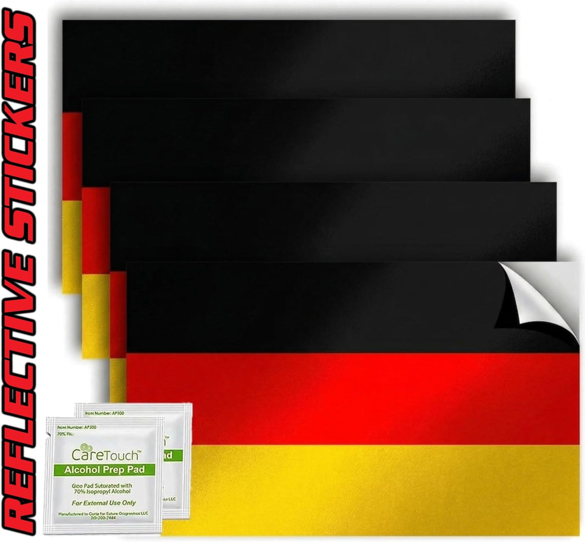 Germany Flag Stickers 4" x 2.5" Vinyl Decals, Pack of 4