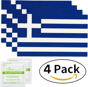 Greece Flag Stickers 4" x 2.5" Vinyl Decals, Pack of 4