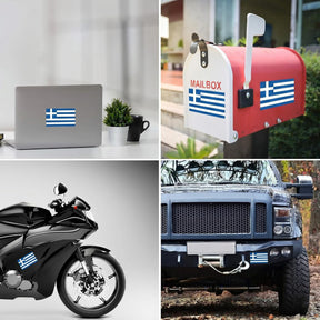 Greece Flag Stickers 4" x 2.5" Vinyl Decals, Pack of 4