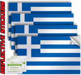 Greece Flag Stickers 4" x 2.5" Vinyl Decals, Pack of 4