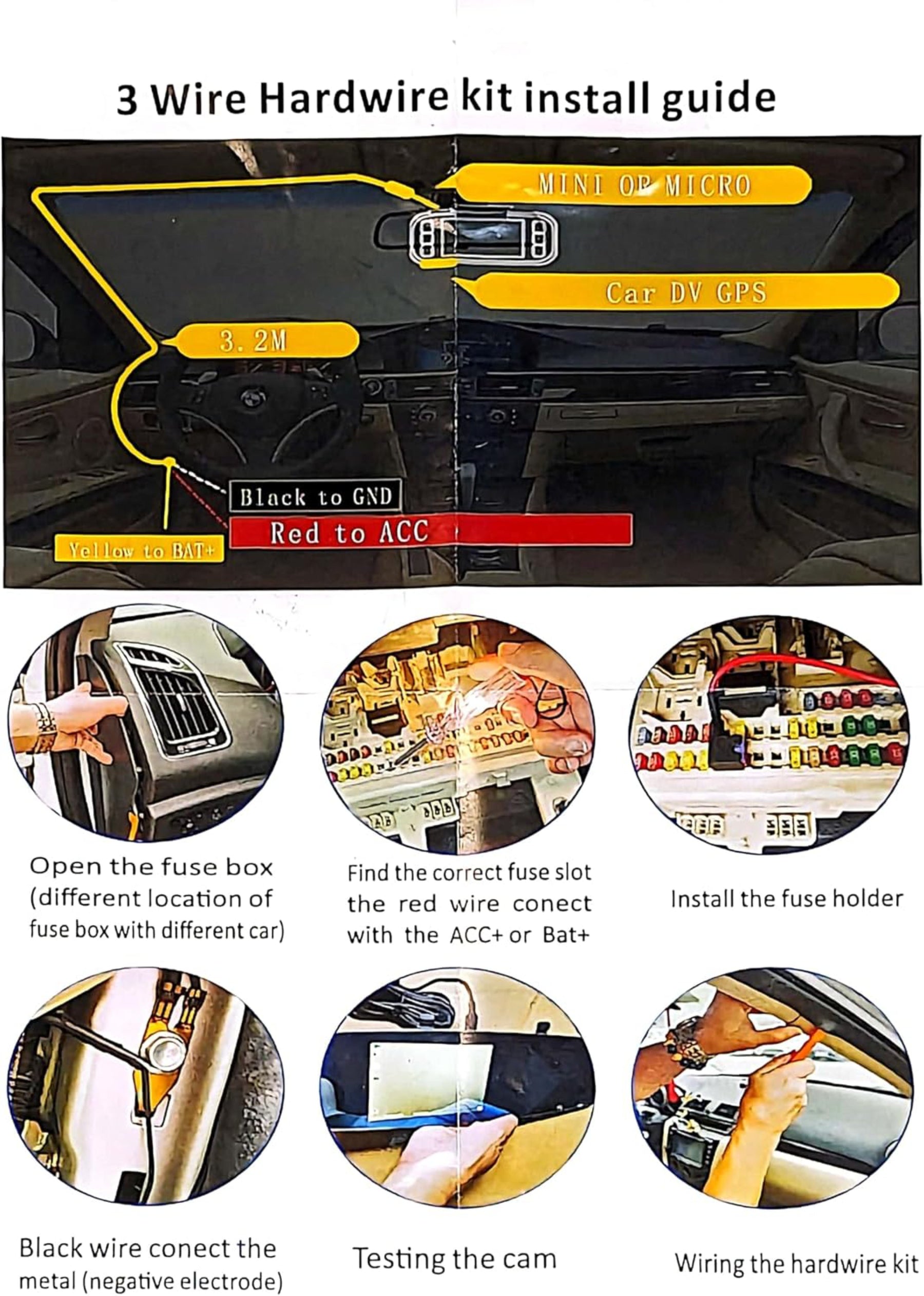 Hard Wire Car Kit USB-C for Micro GPS Tracker GL320MG
