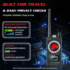 Hidden Camera Detector, RF Bug Detector, Spy Devices Finder, Black