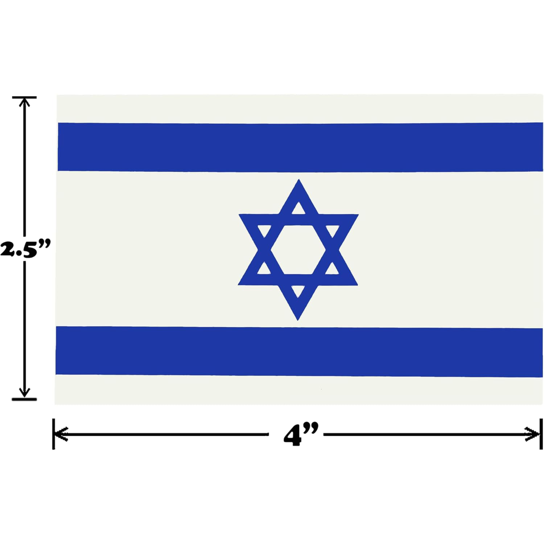 Israel Flag Stickers 4" x 2.5" Vinyl Decals, Pack of 4