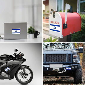 Israel Flag Stickers 4" x 2.5" Vinyl Decals, Pack of 4