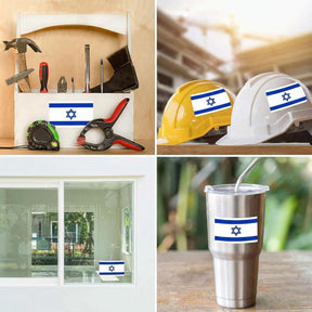 Israel Flag Stickers 4" x 2.5" Vinyl Decals, Pack of 4