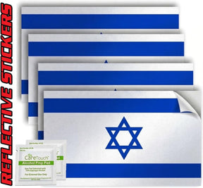 Israel Flag Stickers 4" x 2.5" Vinyl Decals, Pack of 4