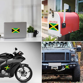 Jamaica Flag Stickers 4" x 2.5" Vinyl Decals, Pack of 4