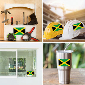 Jamaica Flag Stickers 4" x 2.5" Vinyl Decals, Pack of 4