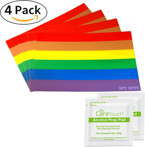 LGBTQ+ Rainbow Flag Stickers 4" x 2.5" Vinyl Decals, Pack of 4