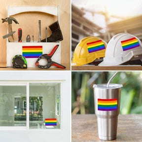 LGBTQ+ Rainbow Flag Stickers 4" x 2.5" Vinyl Decals, Pack of 4
