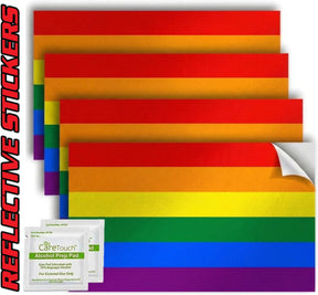 LGBTQ+ Rainbow Flag Stickers 4" x 2.5" Vinyl Decals, Pack of 4