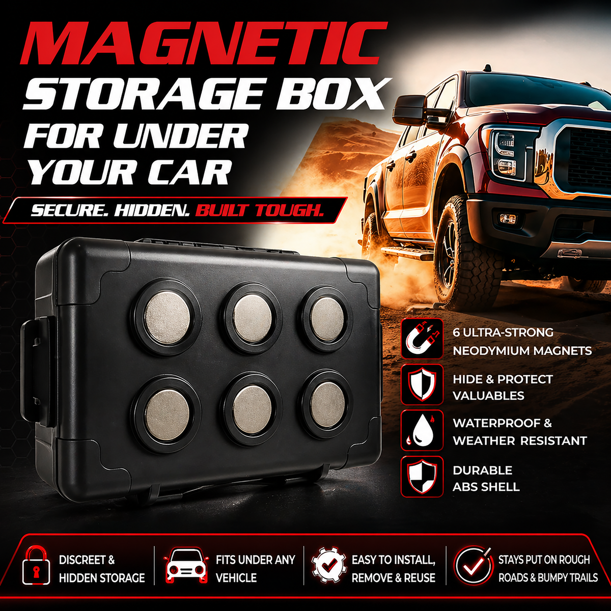Large Magnetic GPS Tracker Case - Weatherproof Mount Box