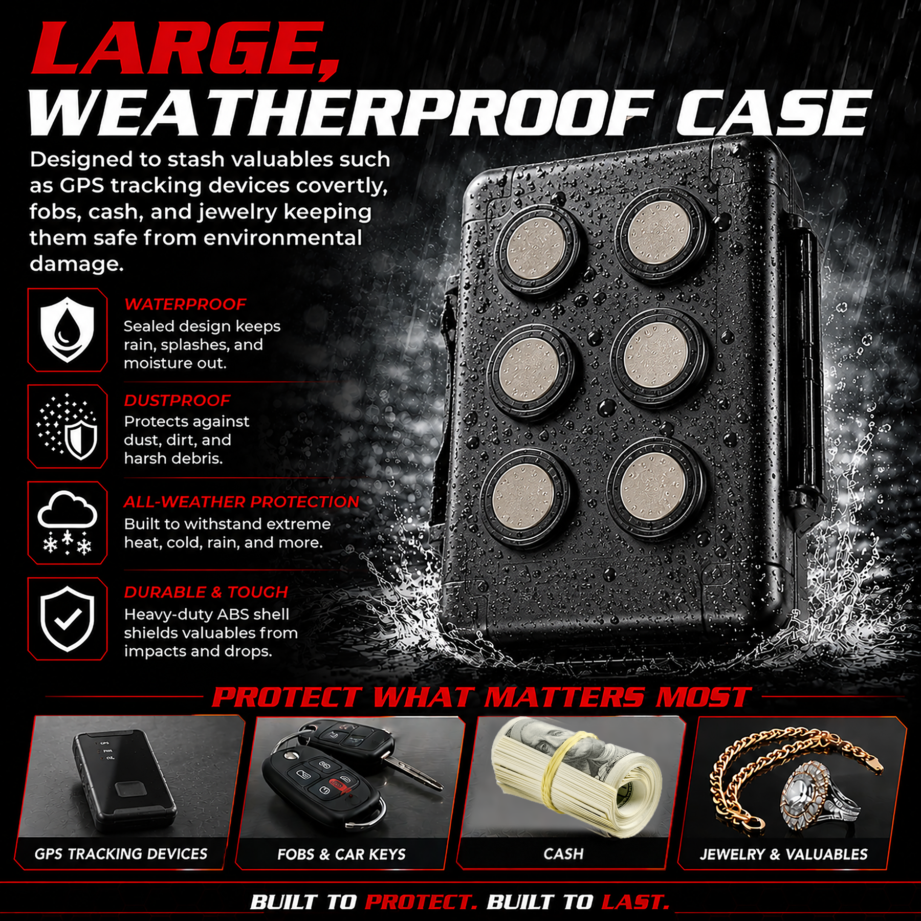 Large Magnetic GPS Tracker Case - Weatherproof Mount Box