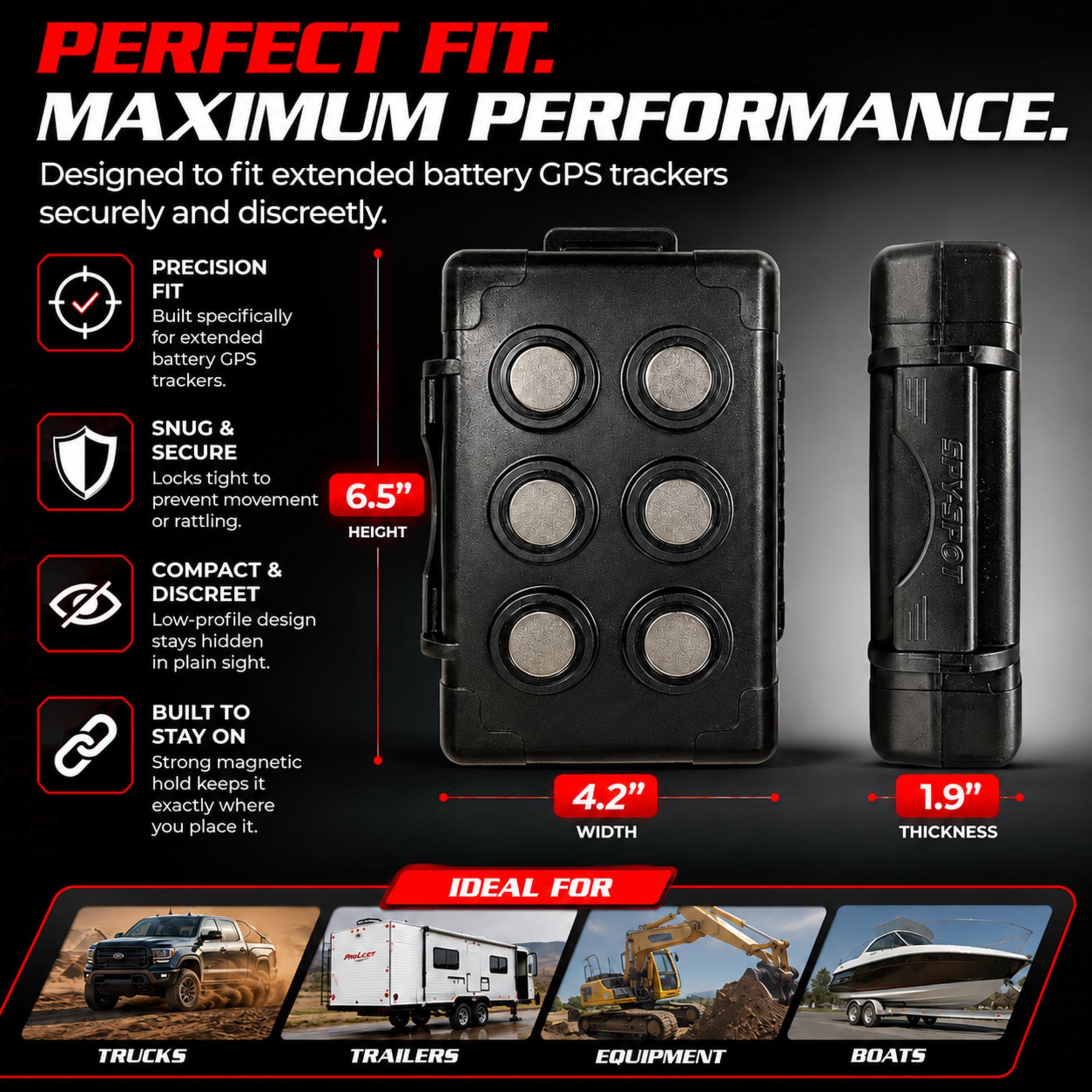 Large Magnetic GPS Tracker Case - Weatherproof Mount Box