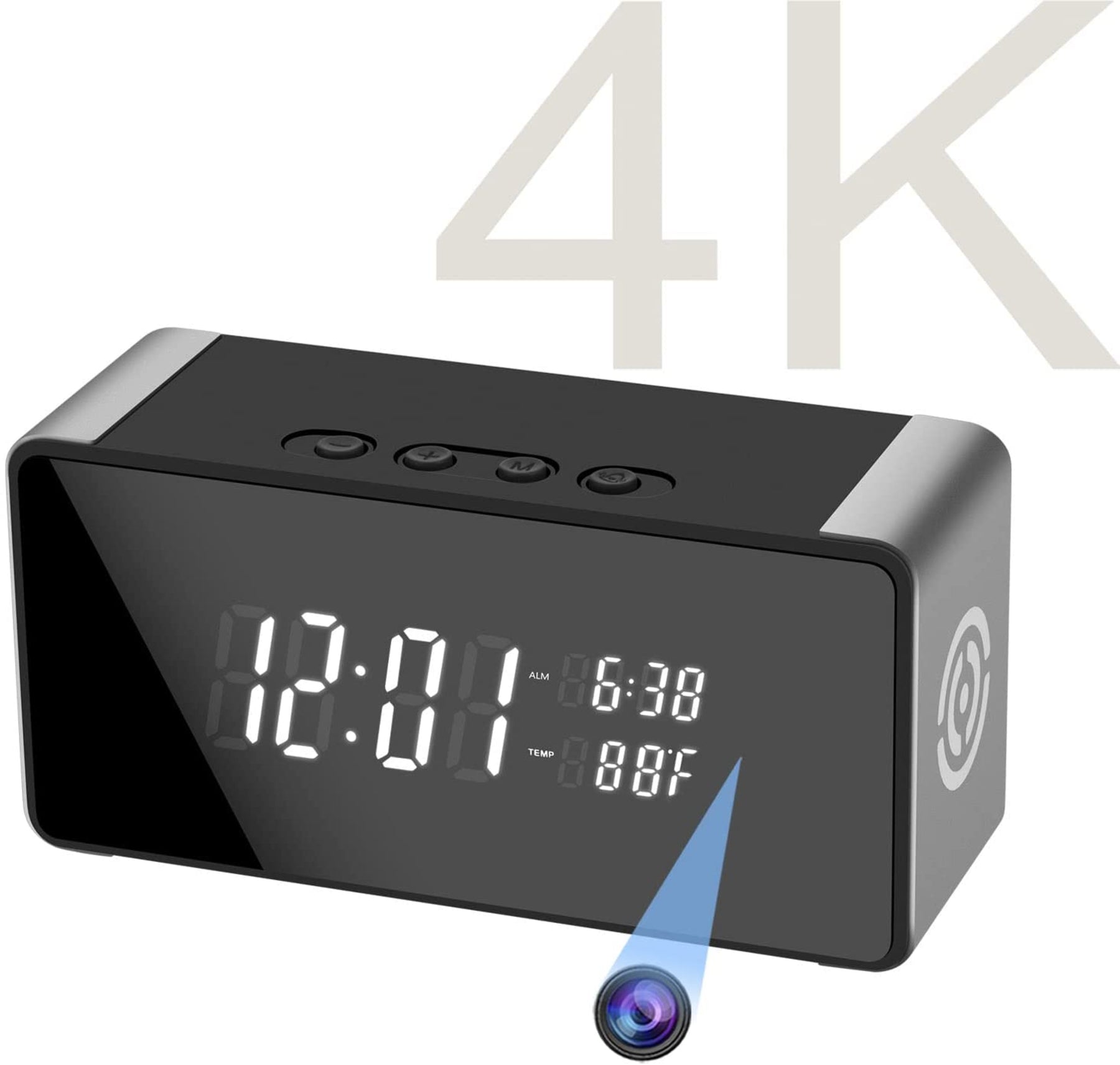 4K WiFi Hidden Camera Alarm Clock - Night Vision, 256GB