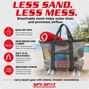 Mesh Tote Bag & Beach Towel Bundle, Quick-Dry, Gray