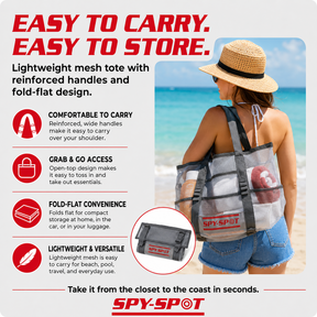 Mesh Tote Bag & Beach Towel Bundle, Quick-Dry, Gray