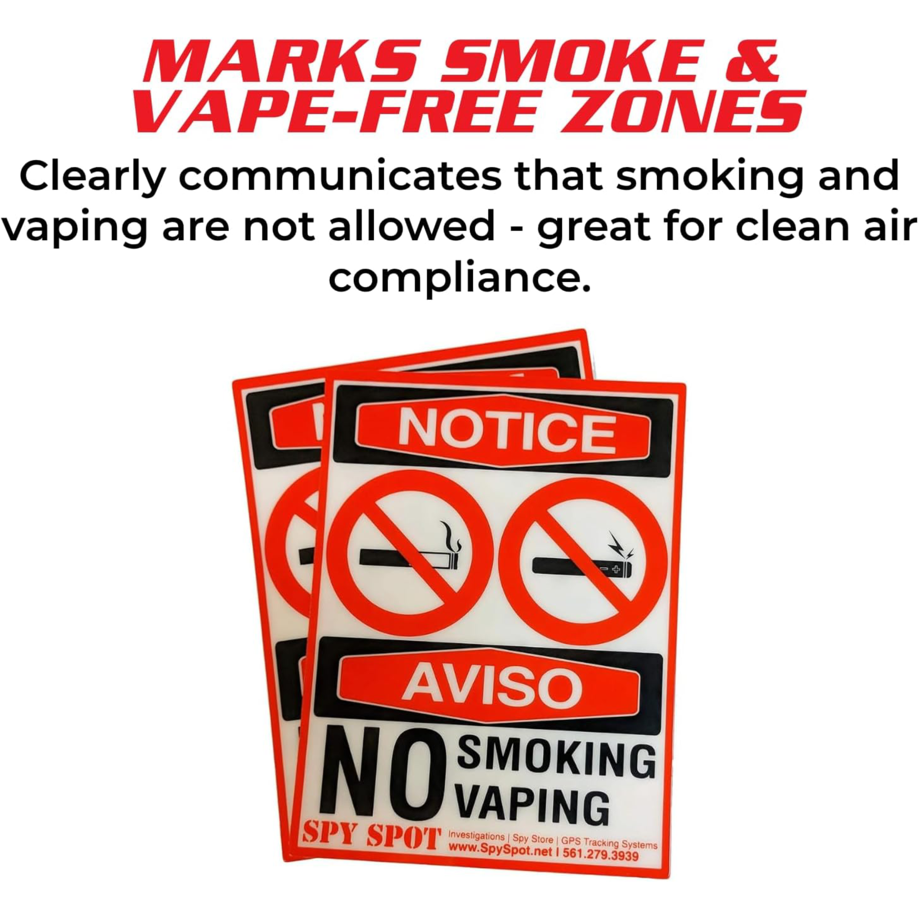 No Smoking No Vaping Stickers, 3" x 4" Vinyl Decals, Pack of 2