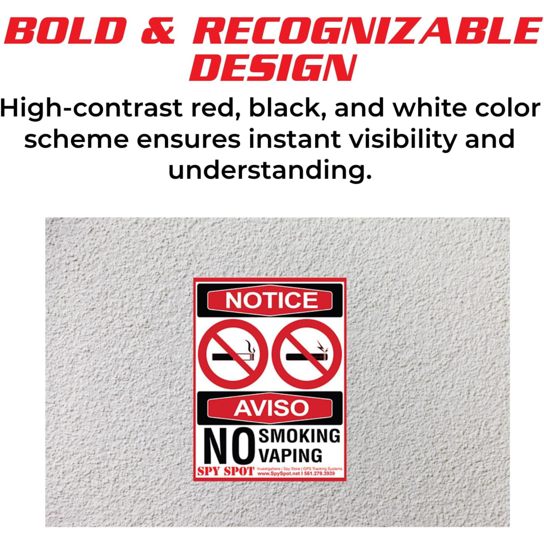 No Smoking No Vaping Stickers, 3" x 4" Vinyl Decals, Pack of 2