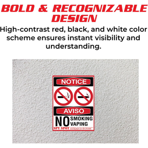 No Smoking No Vaping Stickers, 3" x 4" Vinyl Decals, Pack of 2