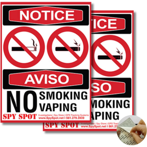 No Smoking No Vaping Stickers, 3" x 4" Vinyl Decals, Pack of 2