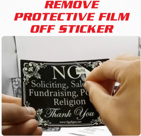 No Soliciting Sign for Front Door, 4"x3" Vinyl Sticker - Pack of 2