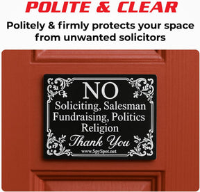 No Soliciting Sign for Front Door, 4"x3" Vinyl Sticker - Pack of 2