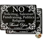 No Soliciting Sign for Front Door, 4"x3" Vinyl Sticker - Pack of 2