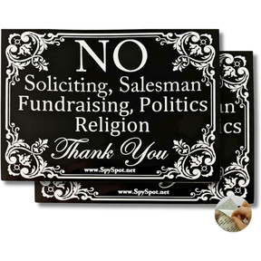 No Soliciting Sign for Front Door, 4"x3" Vinyl Sticker - Pack of 2