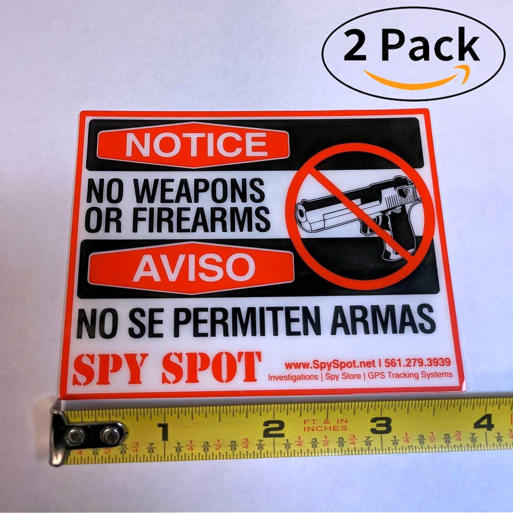 No Weapons or Firearms Allowed Warning Signs Pack of 2 - 4" x 3"