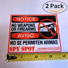 No Weapons or Firearms Allowed Warning Signs Pack of 2 - 4" x 3"