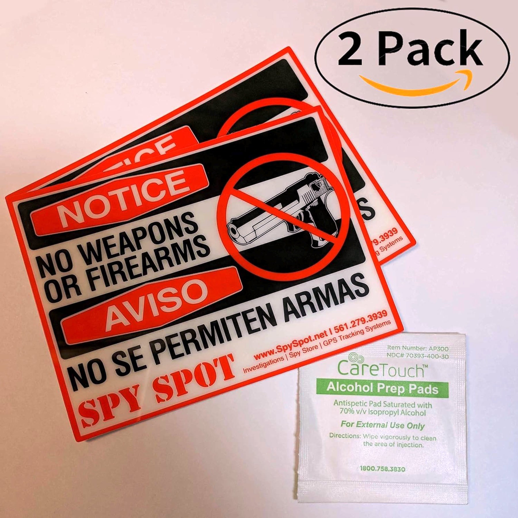 No Weapons or Firearms Allowed Warning Signs Pack of 2 - 4" x 3"
